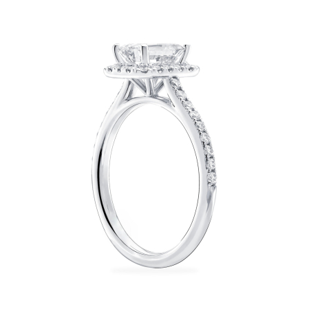 Inel de logodnă cu Moissanite Emerald si Halo 1 CT [2]