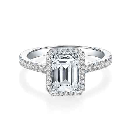 Inel Emerald Halo 2,45 CT Argint - Inel Emerald Halo 2,45 CT