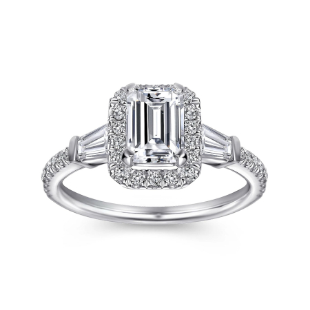 Inel de logodnă cu moissanite emerald 1 ct | Inel elegant din aur sau platina [2]