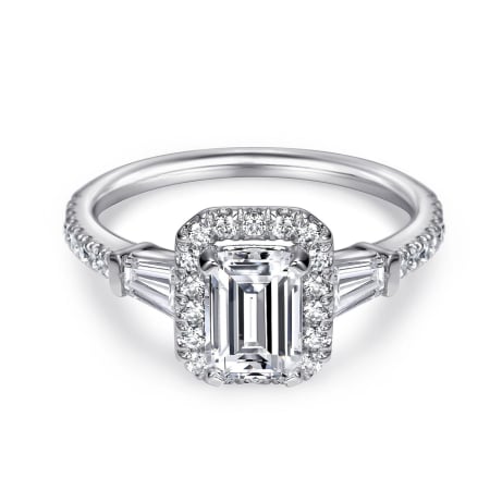 Aur - Inel de logodnă cu moissanite emerald 1 ct | Inel elegant din aur sau platina