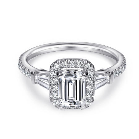 Inele de logodna - Inel de logodnă cu diamante emerald 1 ct | Inel elegant din aur sau platina