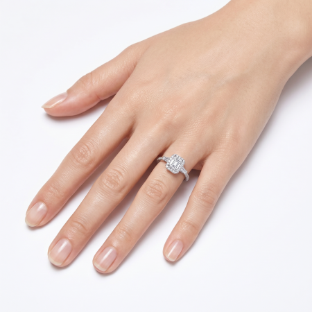 1 ct emerald moissanite engagement ring | Elegant platinum or gold plated silver ring [5]