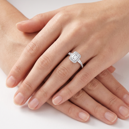 1 ct emerald moissanite engagement ring | Elegant platinum or gold plated silver ring [6]