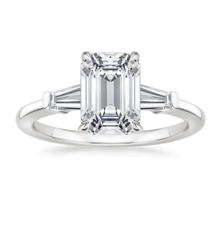 Inele de logodna - Inel Emerald set Tapered Baguette
