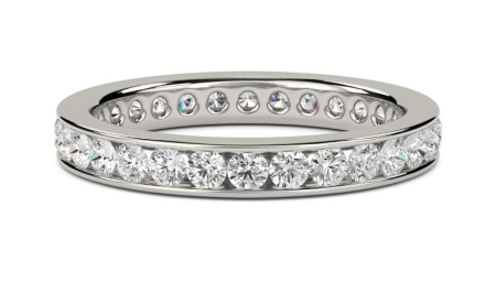 Inele - Inel eternity cu moissanite D VVS 2 mm, setare channel, argint placat cu platină / aur