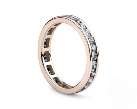 Inel eternity cu moissanite D VVS 2,5 mm, setare channel, argint placat cu platină / aur [5]