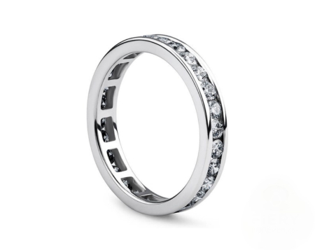 Inel eternity cu moissanite D VVS 2,5 mm, setare channel, argint placat cu platină / aur [1]