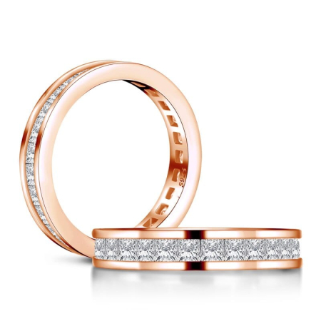 Inel eternity cu moissanite princess D VVS 2,2 mm, setare channel, argint placat cu platină / aur [2]