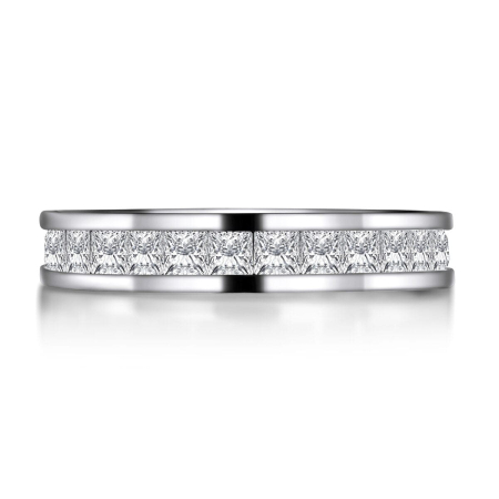 Inele - Inel eternity cu moissanite princess D VVS 2,2 mm, setare channel, argint placat cu platină / aur