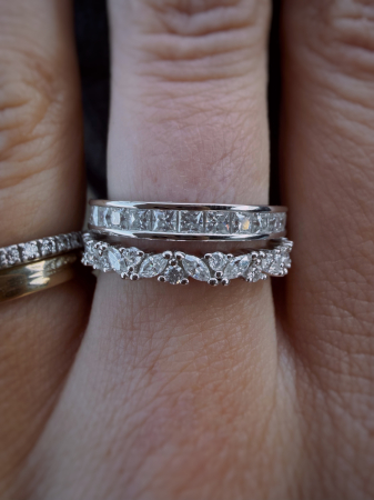 Inel eternity cu moissanite princess D VVS 2,2 mm, setare channel, argint placat cu platină / aur [6]