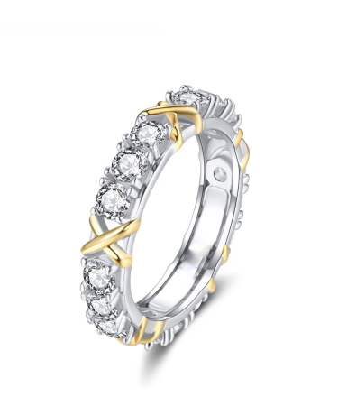 1,5 CT Moissanite X Cross Eternity Gold Ring [0]
