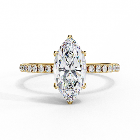 Inel Logodnă Moissanite Marchiz Hidden Halo D VVS | Argint [4]