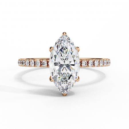 Inel Logodnă Moissanite Marchiz Hidden Halo D VVS | Argint [8]