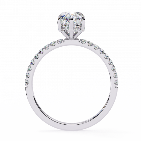 Inel Logodnă Moissanite Marchiz Hidden Halo D VVS | Argint [2]