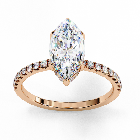 Inel Logodnă Moissanite Marchiz Hidden Halo D VVS | Argint [9]