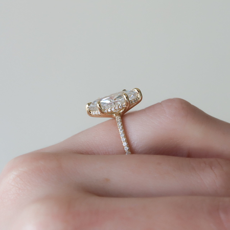 Inel Logodnă Moissanite Marchiz Hidden Halo D VVS | Argint [13]