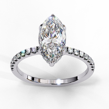 Inel Logodnă Moissanite Marchiz Hidden Halo D VVS | Argint [1]