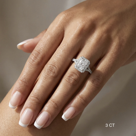 Inel de Logodnă cu Diamant de laborator 1 CT E VS și Diamante secundare 0.8 Ct | Argint, Aur, Platina [5]