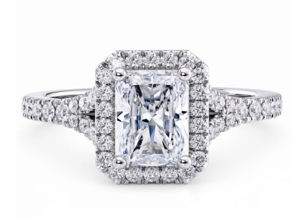 Inele de logodna - Inel de Logodnă cu Moissanite 1 CT D VVS și Moissanite secundare 0.8 Ct | Aur, Platina