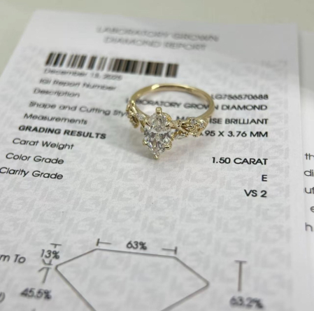 1.5-Carat Marquise-Cut Moissanite Engagement Ring with Botanical Details | Gold, or Platinum [14]