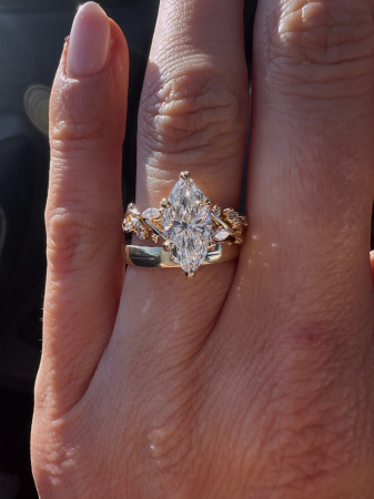 1.5-Carat Marquise-Cut Moissanite Engagement Ring with Botanical Details | Gold, or Platinum [11]
