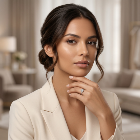 0.5-Carat Round Moissanite Engagement Ring, D VVS1, Halo & Pave | Gold or Platinum [7]