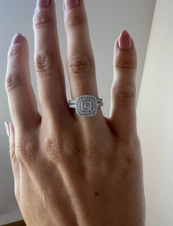 Inel Moissanite Triple Halo Pave Band [2]