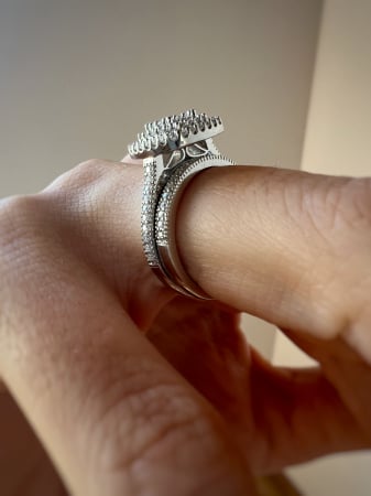 Inel Moissanite Triple Halo Pave Band [6]