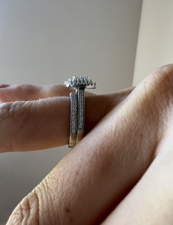 Inel Moissanite Triple Halo Pave Band [5]