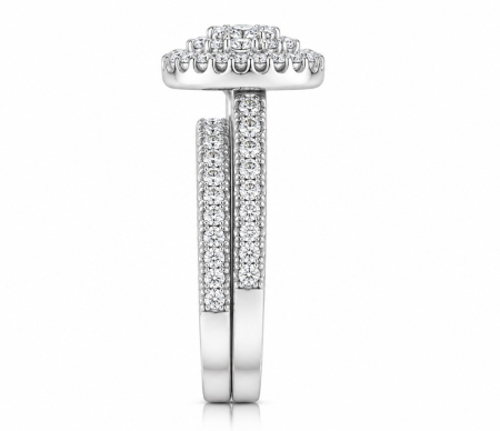 Inel Moissanite Triple Halo Pave Band [1]