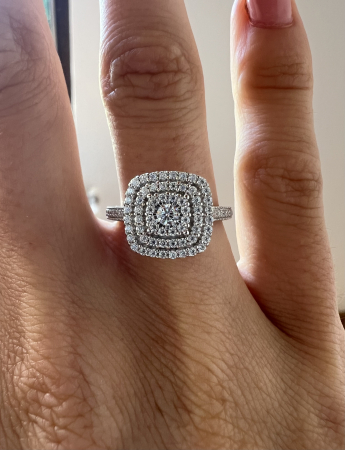 Inel Moissanite Triple Halo Pave Band [3]