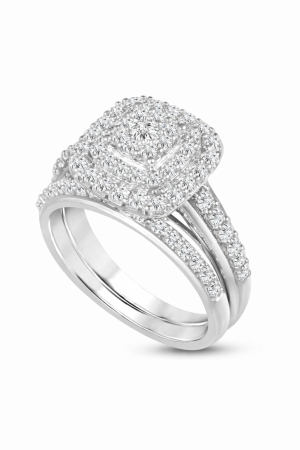 Moissanite Triple Halo Pave Band Ring [1]