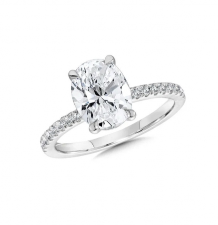 Diamante de laborator - Inel Oval Elegance Pave Band Hidden Halo