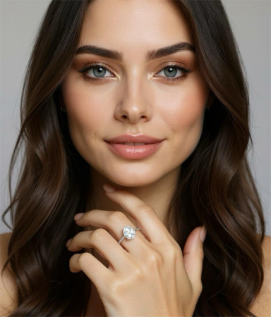 Inel Oval Elegance Pave Band Hidden Halo [6]