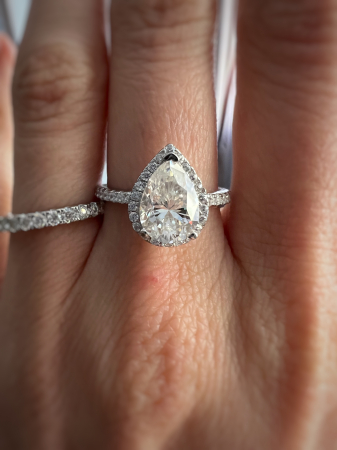 Inel Pear cut Halo Moissanite [7]