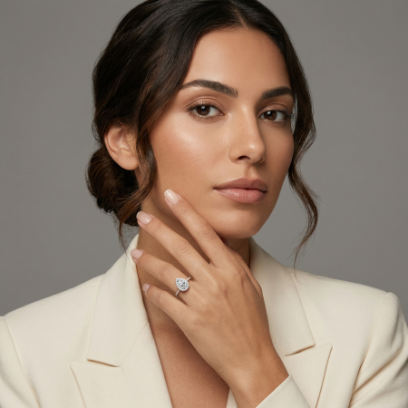 Inel Pear cut Halo Moissanite [10]