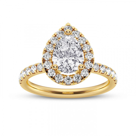 Inel Pear cut Halo Moissanite [4]