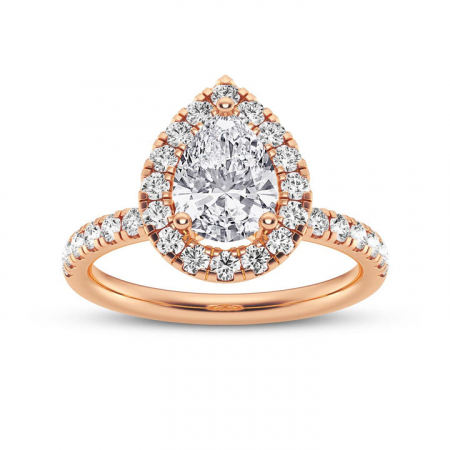 Inel Pear cut Halo Moissanite [5]