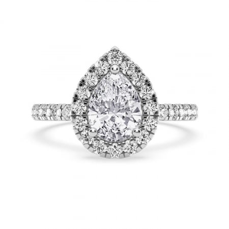 Pear - Inel Pear cut Halo Moissanite