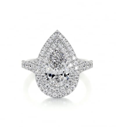 Inele de logodna - Inel Pear Double Halo Band Pave 1,75 CT