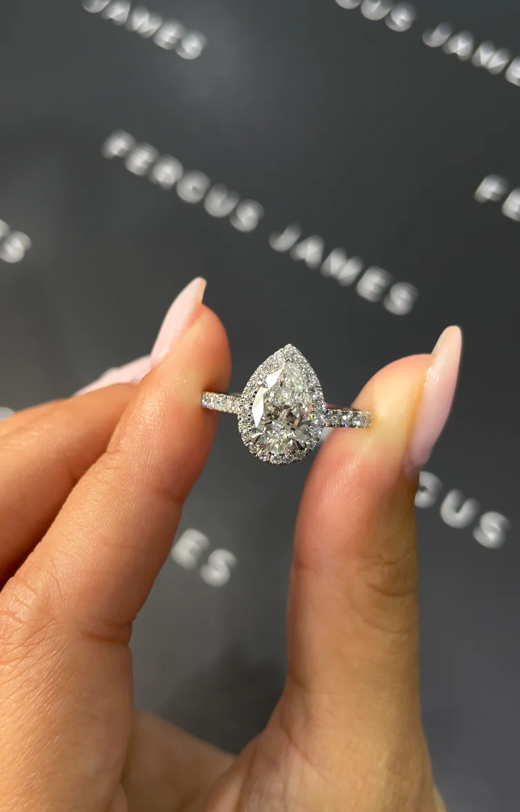 Inel Pear Halo Band Pave 1,5 CT [5]