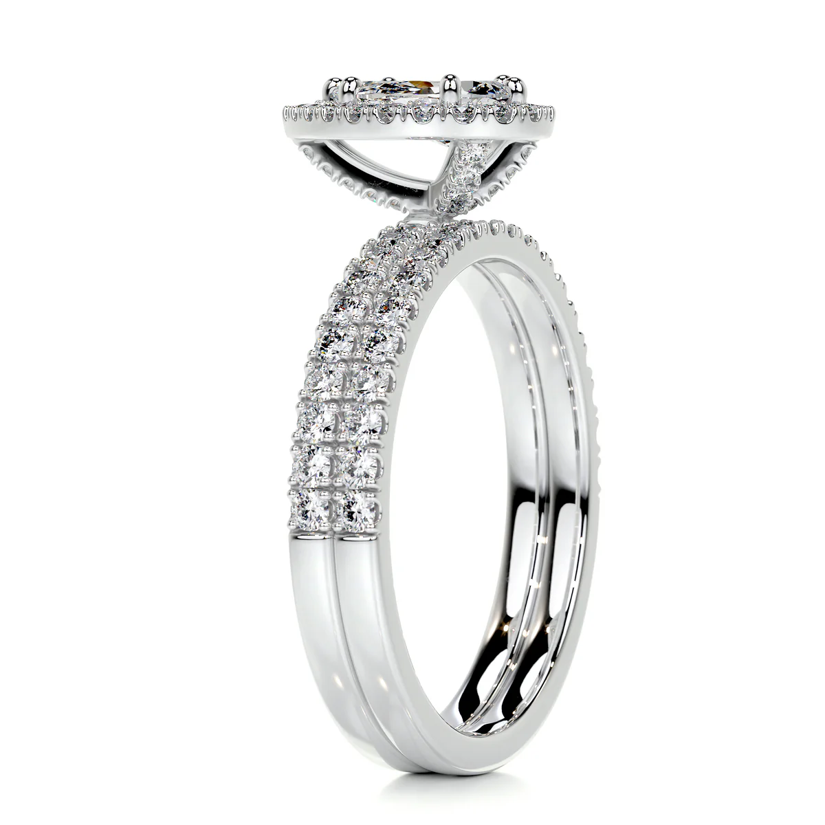 Inel Pear Halo Double Pave Band 1,65 CT [1]