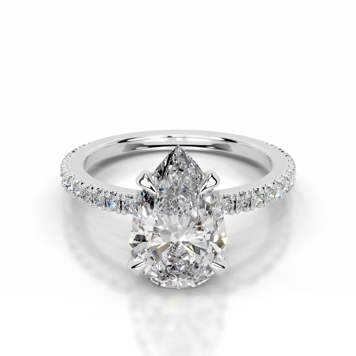 Inele de logodna - Inel Pear Hidden Halo Band Pave 1,4 CT Lab-grown diamond