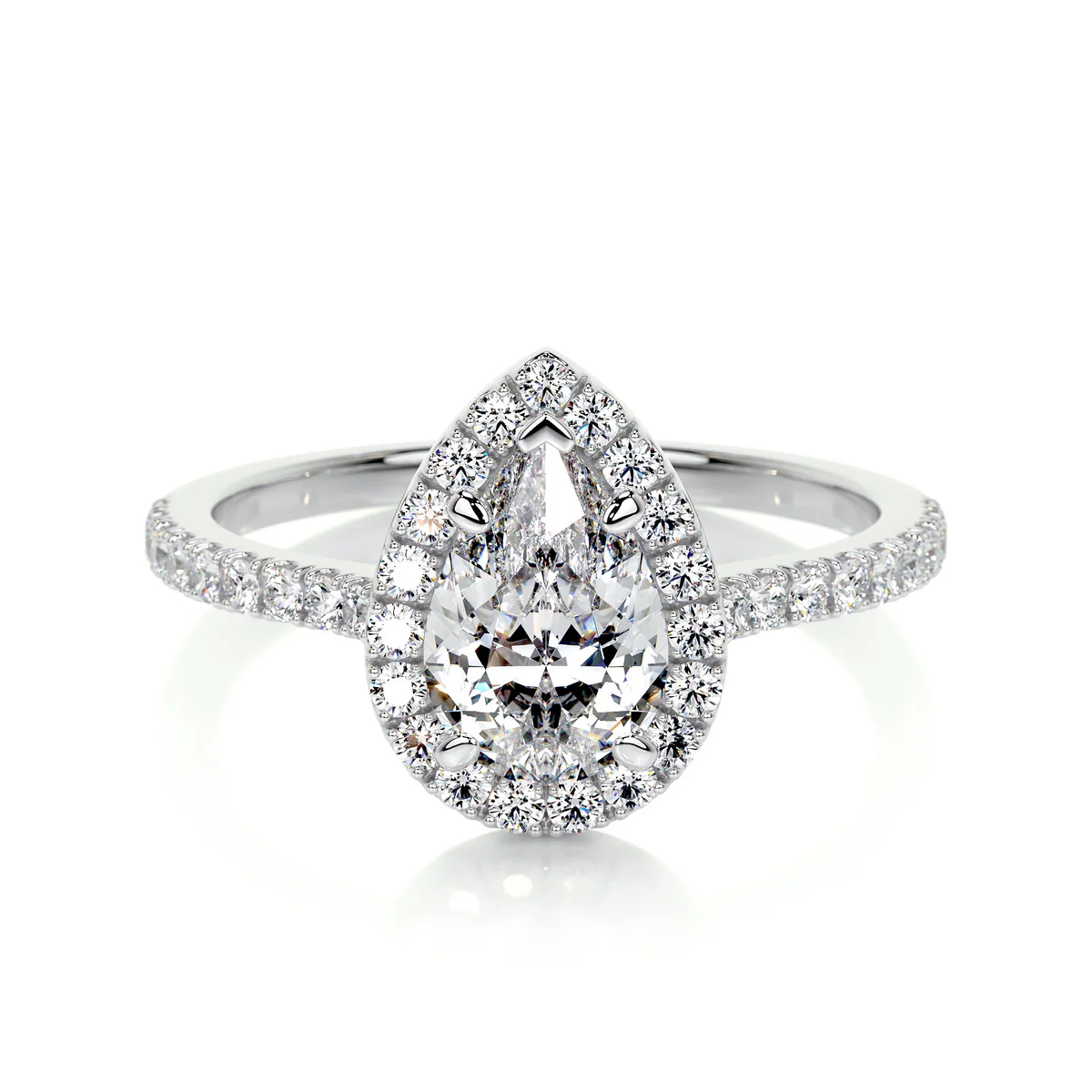 Inele de logodna - Inel Pear Halo Band Pave 1,5 CT