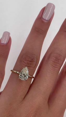 Inel logodna diamant de laborator lacrima briliant | Aur 10K 14K 18K sau Platina [9]