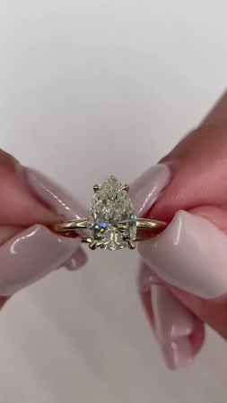 Inel logodna diamant de laborator lacrima briliant | Aur 10K 14K 18K sau Platina [10]