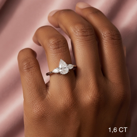 Inel logodnă trilogy moissanite pară 1-4 CT [6]