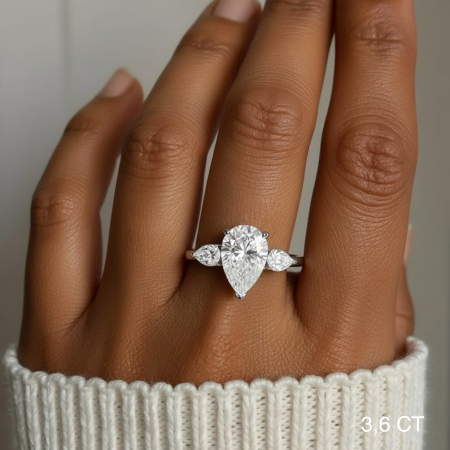 Inel logodnă trilogy moissanite pară 1-4 CT [9]
