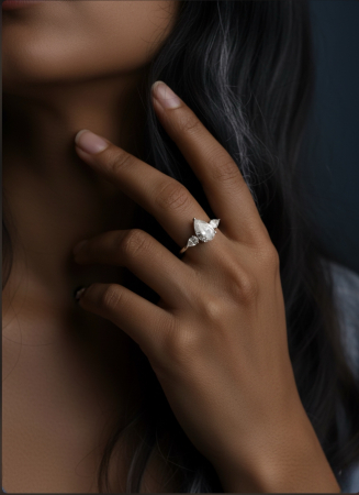 Inel logodnă trilogy moissanite pară 1-4 CT [12]