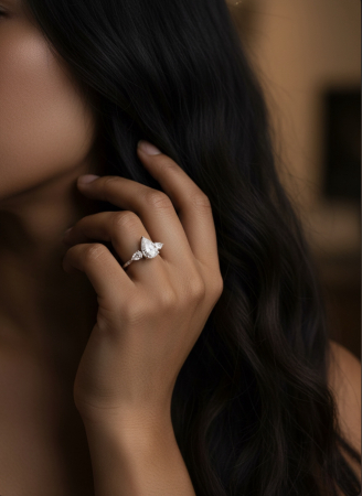 Inel logodnă trilogy moissanite pară 1-4 CT [13]